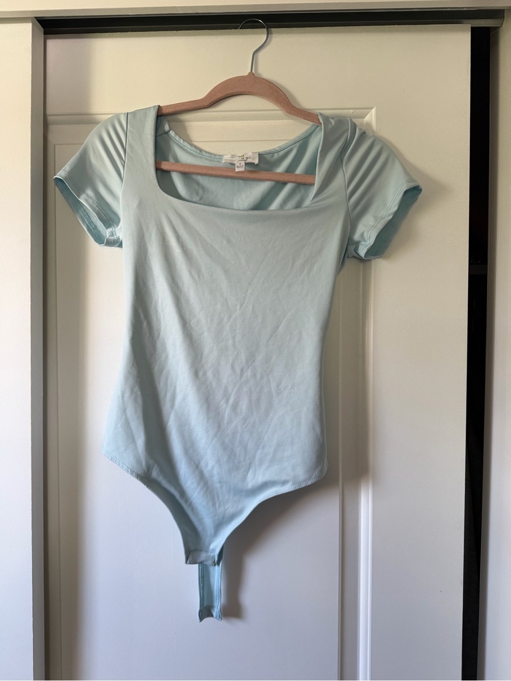Light Blue Square Neck Bodysuit